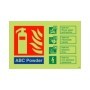 Glow in the dark ABC powder fire extinguisher identification sign