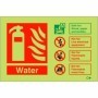 Glow in the dark water fire extinguisher identification safety sign