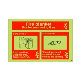 Glow in the dark fire blanket use for smothering fires safety sign