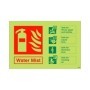 Glow in the dark water mist fire extinguisher safety sign