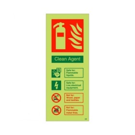 Glow in the dark Clean Agent Fire Extinguisher ID safety sign