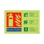 Glow in the dark Monnex powder fire extinguisher identification sign