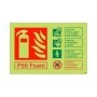 Glow in the dark P50 foam fire extinguisher ID safety sign