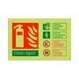 Glow in the dark clean agent fire extinguisher ID safety sign