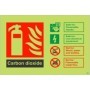 Glow in the dark carbon dioxide fire extinguisher identification sign