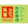 Glow in the dark Water Mist fire extinguisher safety sign