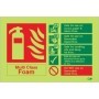 Glow in the dark multi class foam fire extinguisher identification sign