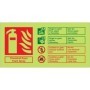 Glow in the dark foam spray fire extinguisher ID sign in Welsh and English
