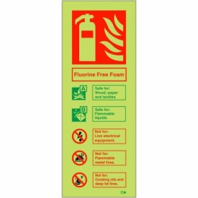 Glow in the dark fluorine free foam fire extinguisher ID safety sign