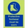 Glow in the dark protective footwear must be worn sign