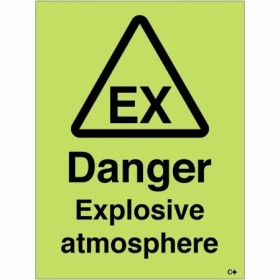 Glow in the dark danger explosive atmosphere warning sign