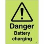 Glow in the dark danger battery charging warning sign