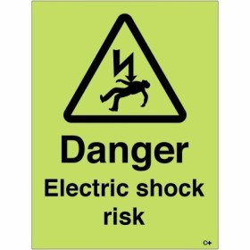 Glow in the dark Danger Electric Shock Risk Sign with electrical hazard symbol