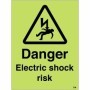 Glow in the dark Danger Electric Shock Risk Sign with electrical hazard symbol