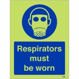 Glow in the dark respirators must be worn mandatory safety sign