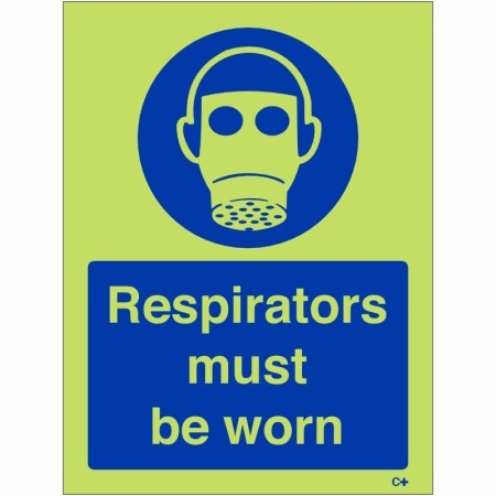 Glow in the dark respirators must be worn mandatory safety sign