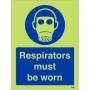 Glow in the dark respirators must be worn mandatory safety sign
