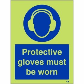 Glow in the dark Protective Gloves Must Be Worn mandatory safety sign