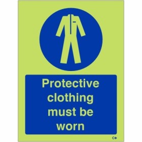 Glow in the dark protective clothing must be worn mandatory safety sign