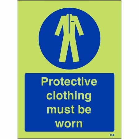 Glow in the dark protective clothing must be worn mandatory safety sign