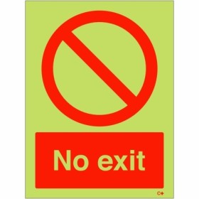 Glow in the dark No Exit safety sign with prohibition symbol