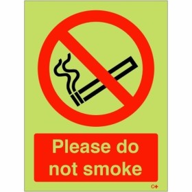 Glow In The Dark Please Do Not Smoke prohibition safety sign