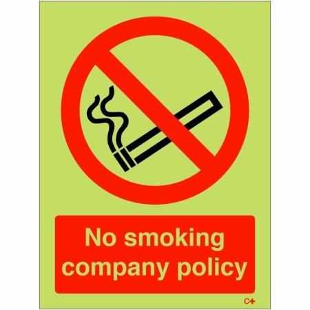 Glow in the dark no smoking company policy safety sign