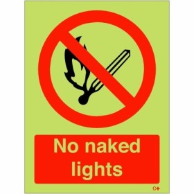 Glow in the dark no naked light safety sign