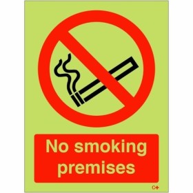 Glow in the dark no smoking premises prohibition safety sign