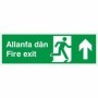 Fire Exit Arrow Up Sign in Welsh and English with running man symbol