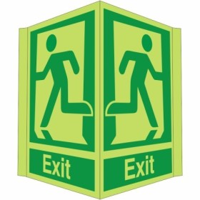Glow in the dark projecting exit sign with double sided running man symbol