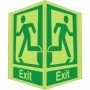 Glow in the dark projecting exit sign with double sided running man symbol