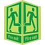 Glow in the dark projecting fire exit sign with running man symbol and directional guidance