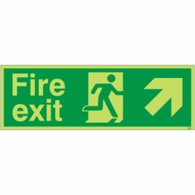 Glow in the dark fire exit up right directional safety sign