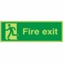 Fire exit sign with running man and left arrow photoluminescent