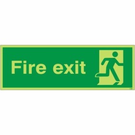 Glow in the Dark Final Fire Exit Man Right Sign with running man symbol