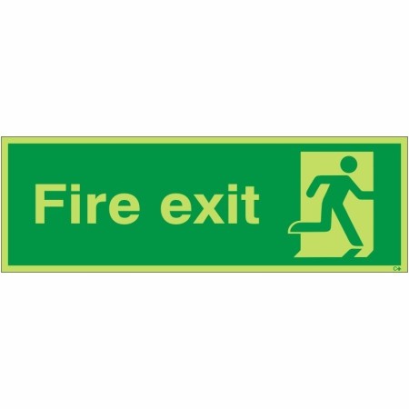 Glow in the Dark Final Fire Exit Man Right Sign with running man symbol
