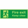 Glow in the dark fire exit keep clear safety sign with running man symbol