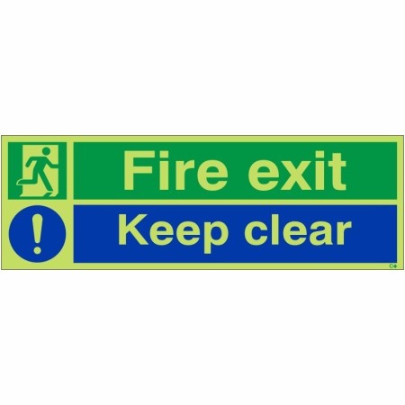 Glow in the dark Fire Exit Keep Clear Sign