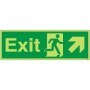 Glow in the dark exit sign with running man and arrow pointing up right