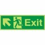 Glow in the dark exit sign with running man and arrow pointing up left