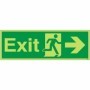 Glow in the dark exit sign with right arrow and running man symbol