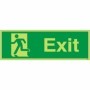 Glow in the dark exit man running left sign with green background