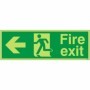 Extra large glow in the dark fire exit left sign with running man symbol