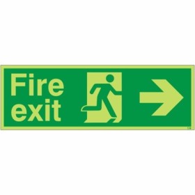 Extra large glow in the dark fire exit right sign with running man symbol