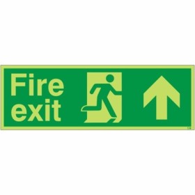 Extra large glow in the dark fire exit up sign with upward arrow