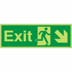 Glow in the dark Exit Arrow Down Right Sign