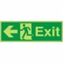 Glow in the dark exit sign with left arrow and running man symbol