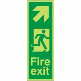 Fire exit arrow up right glow in the dark safety sign