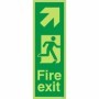 Fire exit arrow up right glow in the dark safety sign